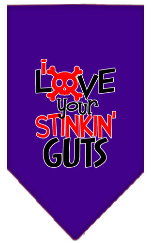 Love your Stinkin Guts Screen Print Bandana Purple Large
